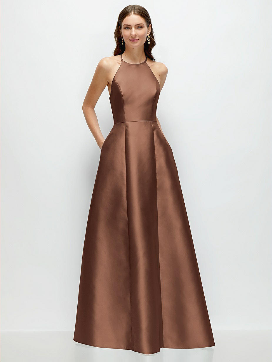 Brown Halter Bridesmaid Dresses