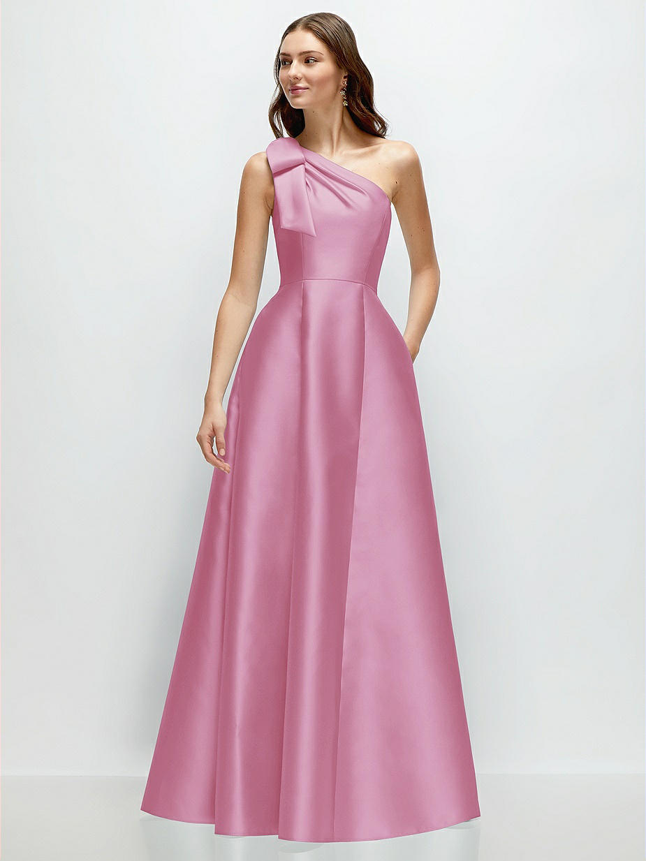 Powder Pink One Shoulder Bridesmaid Dresses