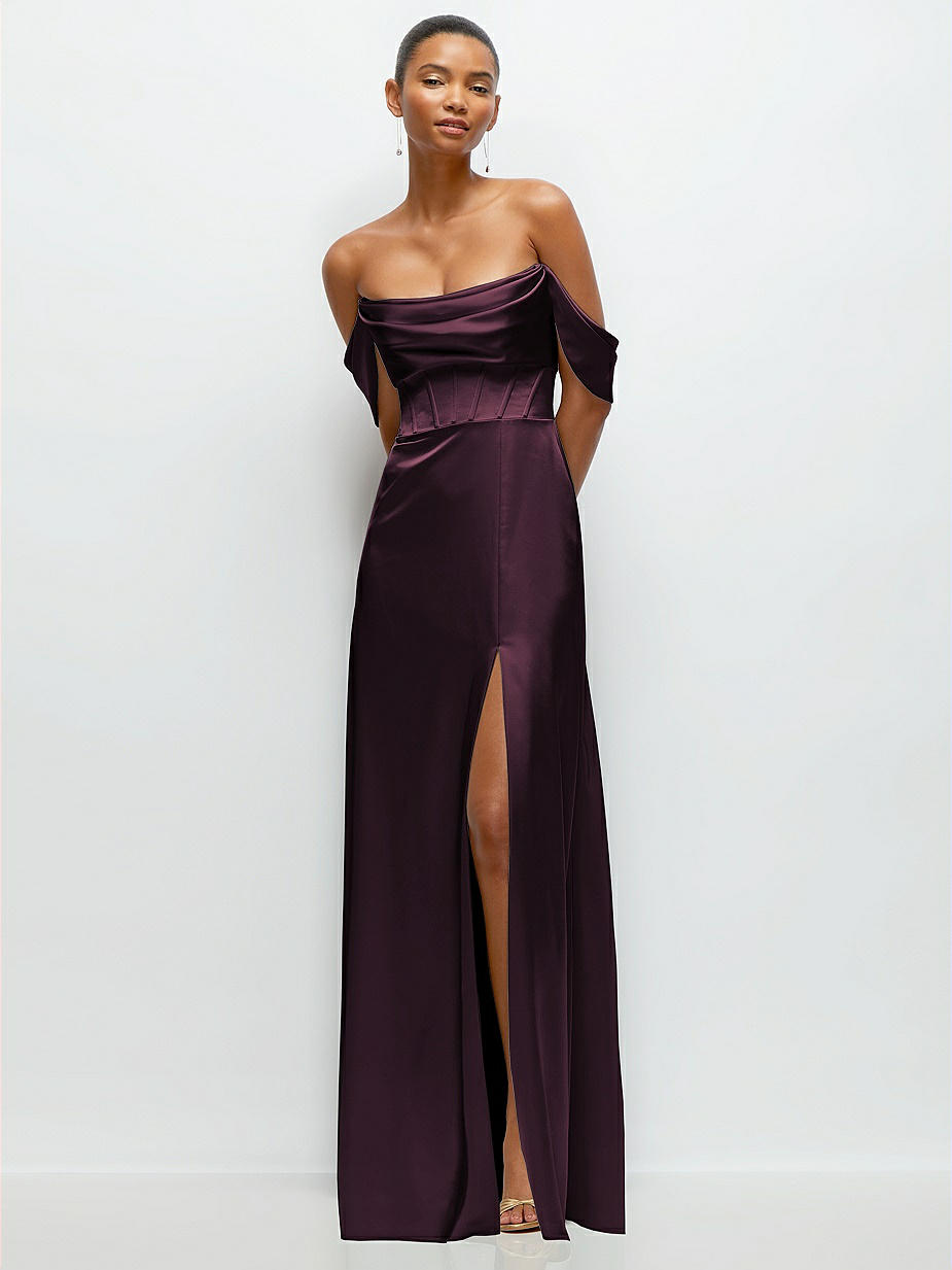strapless long purple dress STRAPLESS CORSET MAXI DRESSES-Purple S
