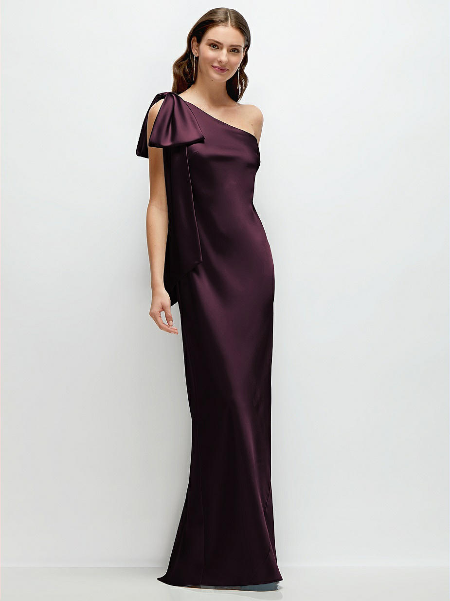 purple one shoulder dress bridesmaid One Shoulder Chiffon Long Bridesmaid Dress with Slit