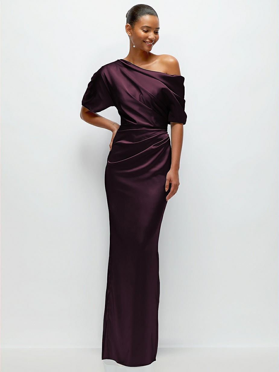 purple asymmetrical dress Catherine asymmetrical pleated maxi dress in Purple