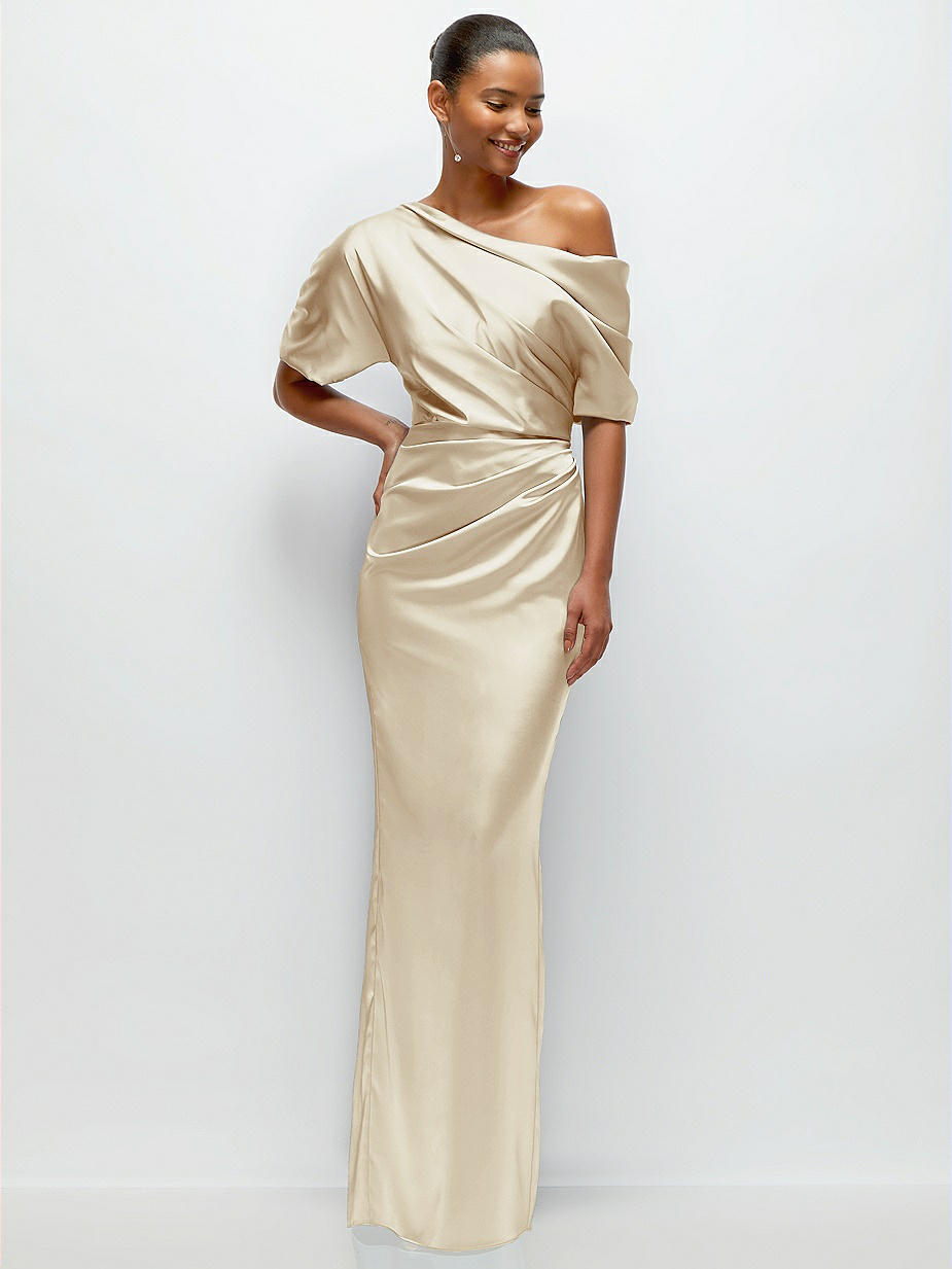 white christmas dresses Off the Shoulder Champagne High Slit Long Prom Dresses, Off Shoulder C –  jbydress main image 1