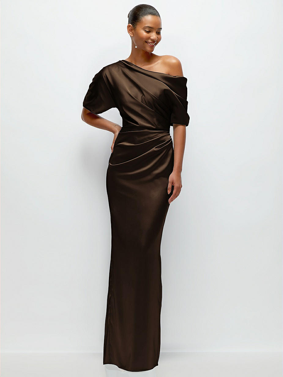 espresso colored bridesmaid dresses Espresso Bridesmaid Dress Matte Satin Size 2XL