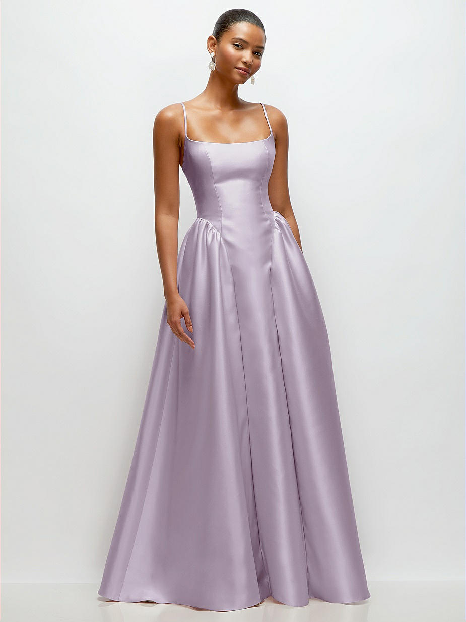 fitted lace wedding dress Beautiful Lavender Tulle Off Shoulder Party Dress, Light Purple Brides –  Cutedressy main image 0