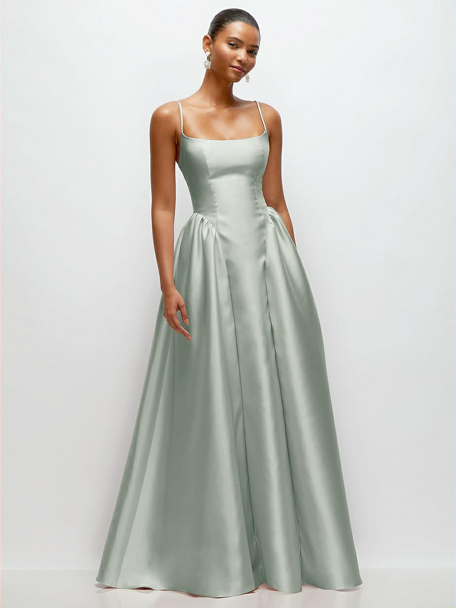 Willow Green Satin Twill Bridesmaid Dresses