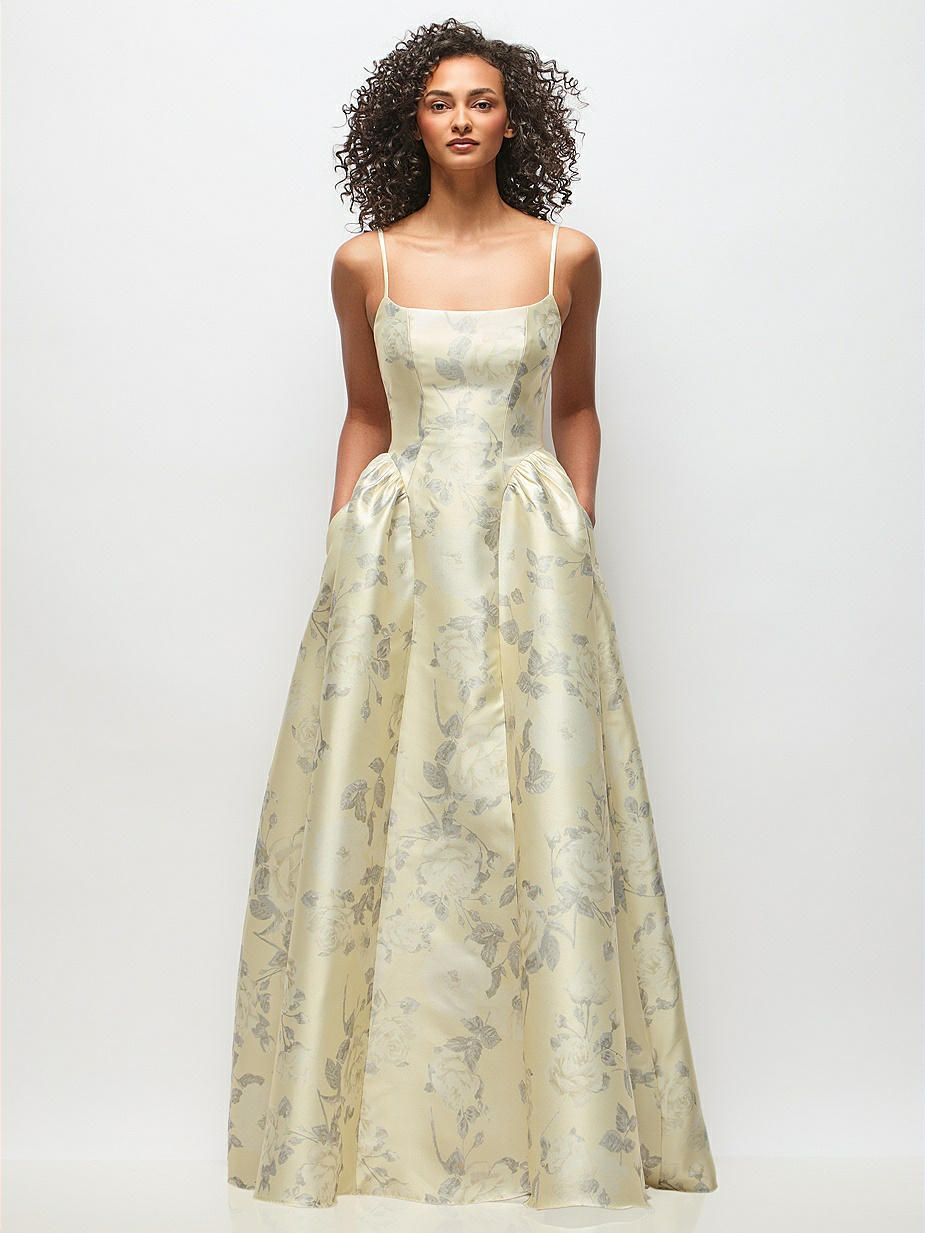 pastel yellow floral bridesmaid dresses Wedtrend Women Stylish Yellow Bridesmaid Dress with Flower A Line Halter  Pleated Long Wedding Party Guest Dress – WEDTREND main image 1