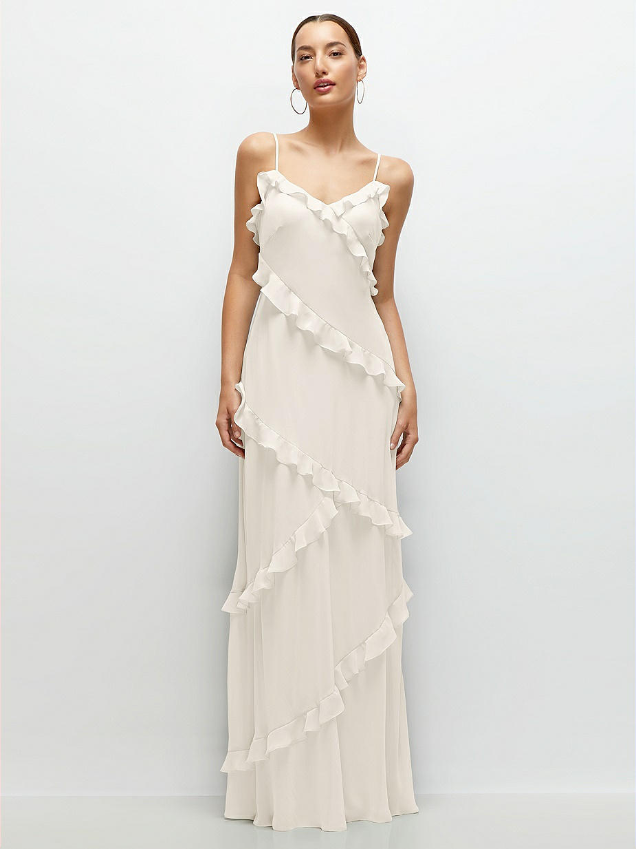 ivory elegant dresses Elegant Long Ivory A-line Straps Satin Sleeveless Backless Wedding Dress With Slit