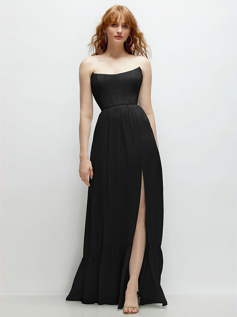 Dessy Black Lux Chiffon Bridesmaid Dresses