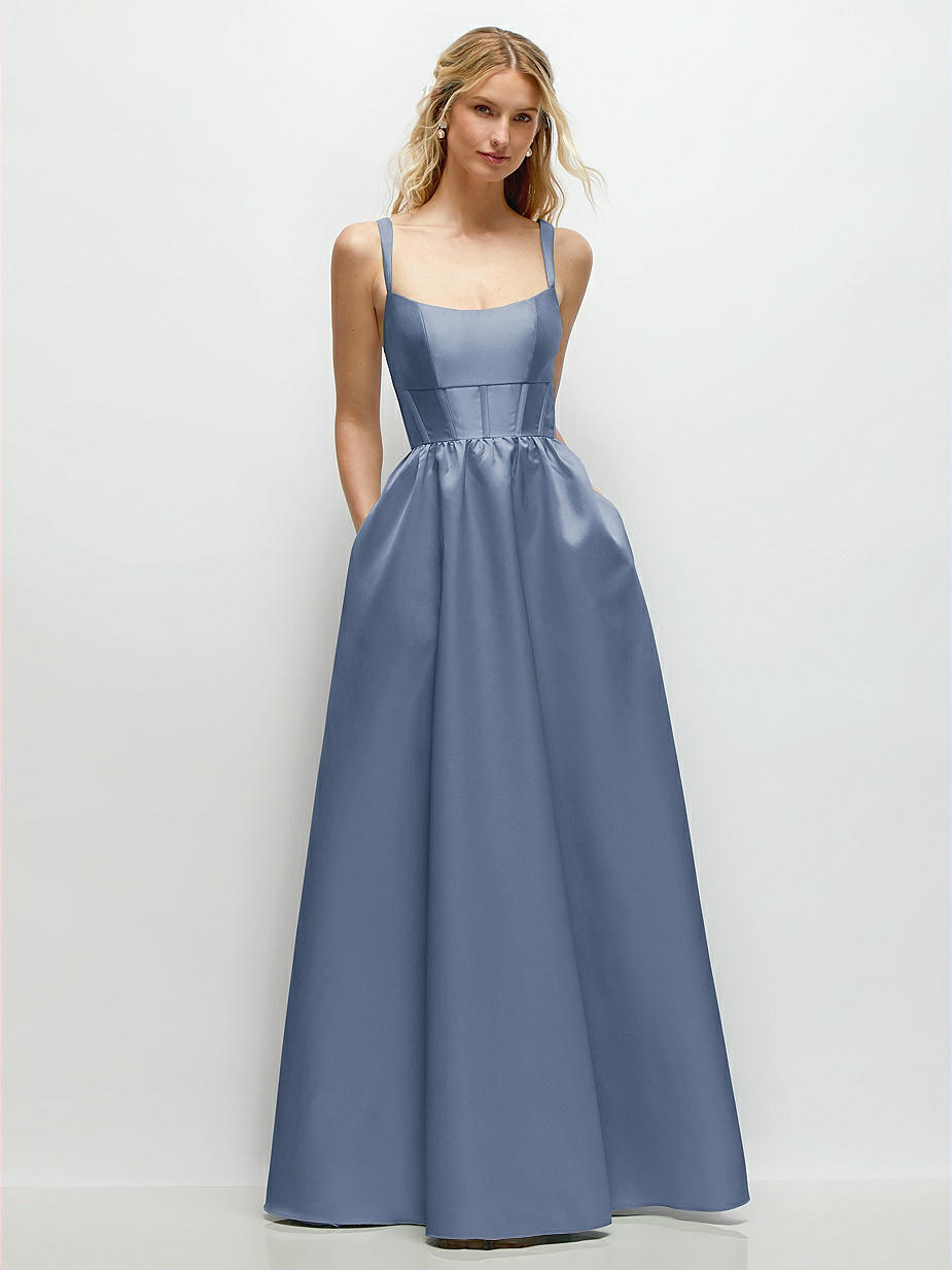 Larkspur Blue Scoop Back Bridesmaid Dresses Larkspur Blue Scoop Back Bridesmaid Dresses