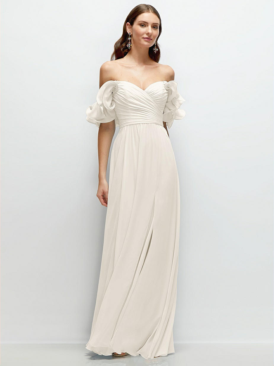 sachin and babi light blue dress Dessy 3157 White Long Chiffon Maxi Dress – Gigi's Closette Ltd main image 1