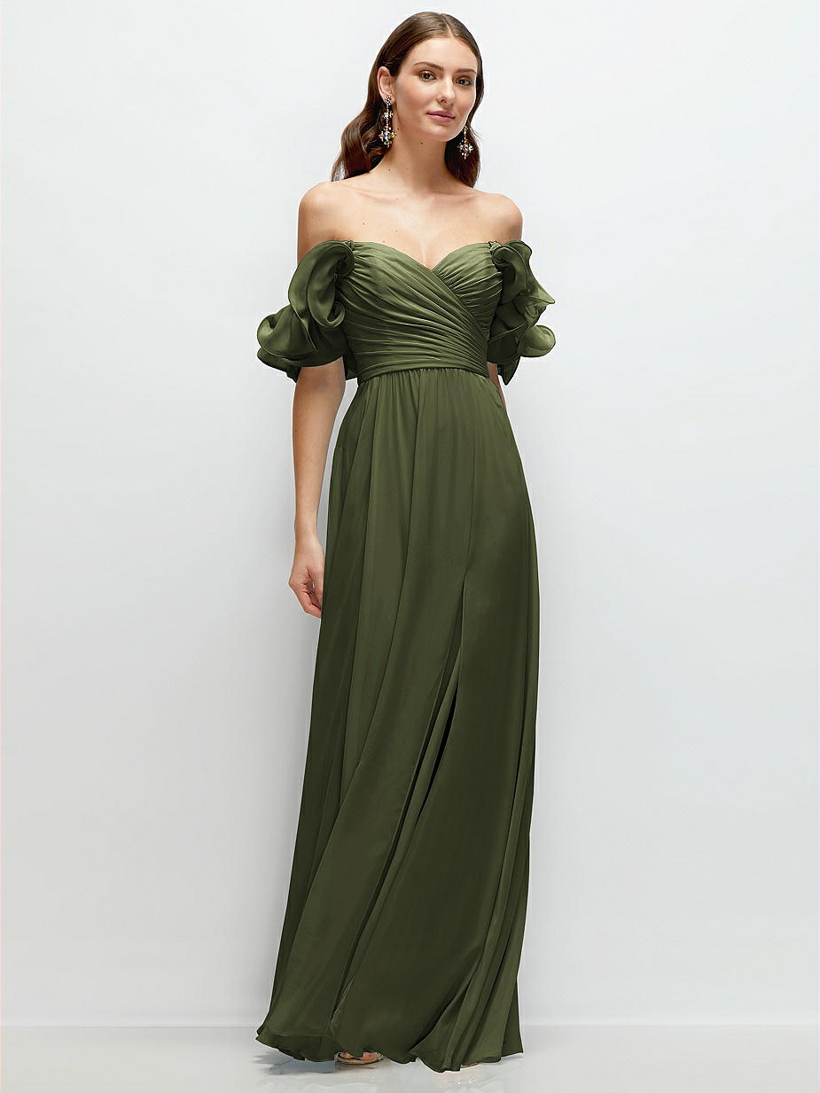 Olive Green Lux Chiffon Bridesmaid Dresses