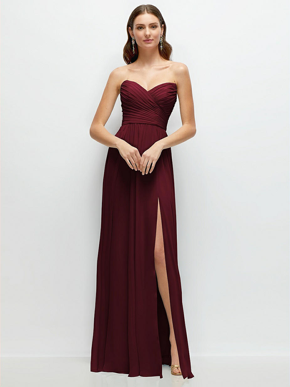 chiffon cabernet bridesmaid dresses Wedtrend Cabernet A Line V Neck Sexy Pleated Floor Length Chiffon Long Bridesmaid Dress Wedding Party Dressses, Chiffon color / US22W