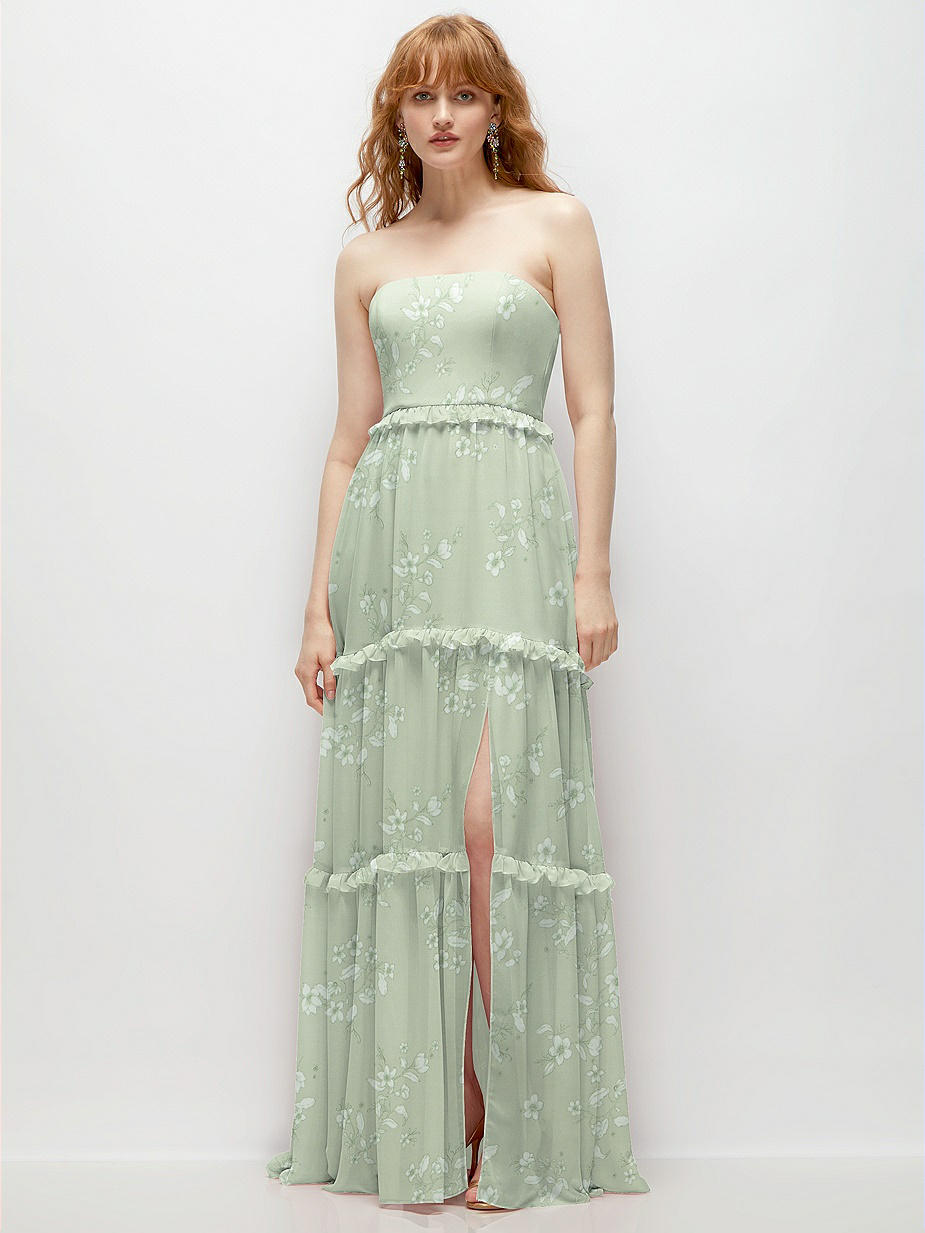 Vintage Primrose Sage Green Floral Bridesmaid Dresses | Dessy Vintage Primrose Sage Green Floral Bridesmaid Dresses | Dessy
