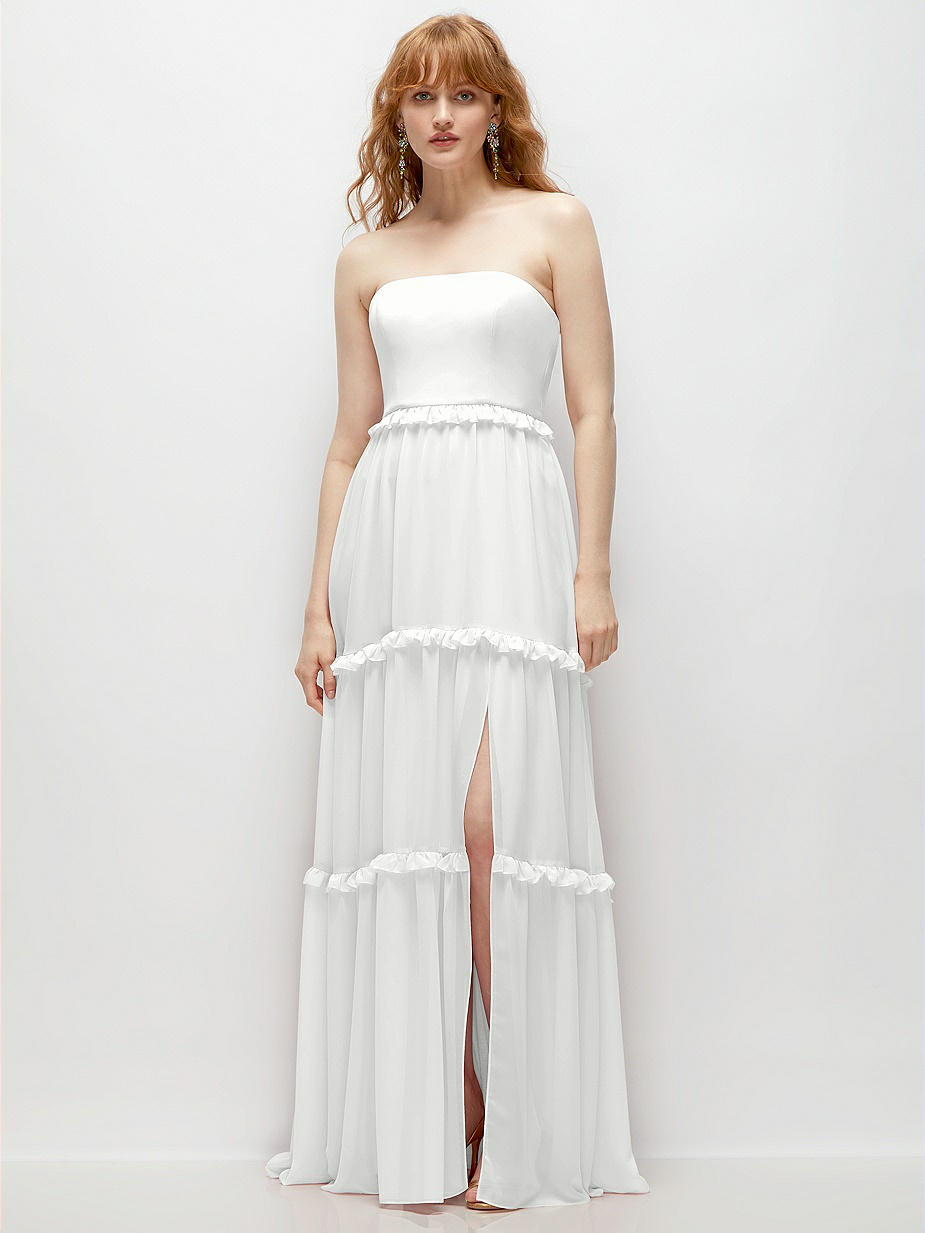 White Ruffles Bridesmaid Dresses