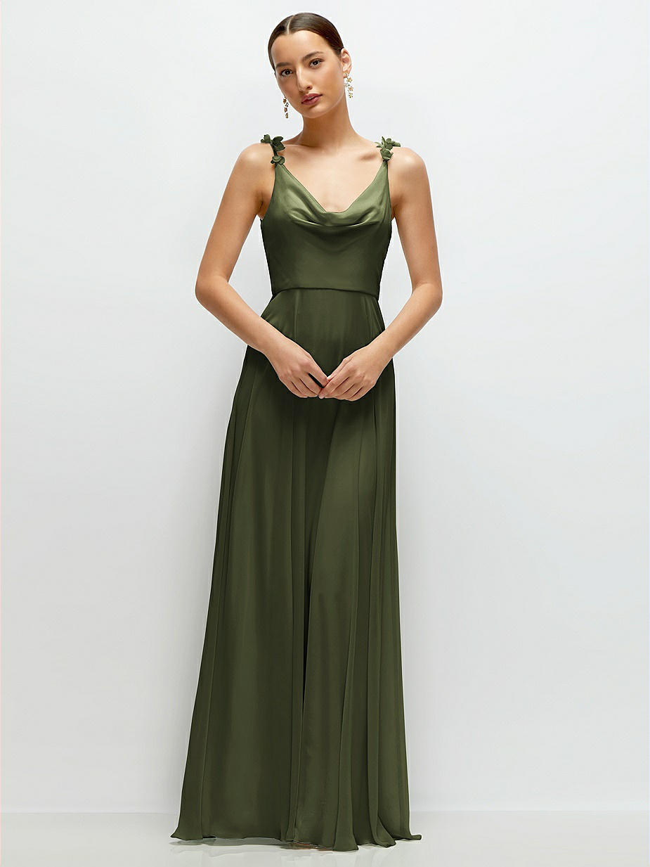 slim fit dress slacks Iona Cowl-Neck Backless Mini Dress in Olive Green main image 0