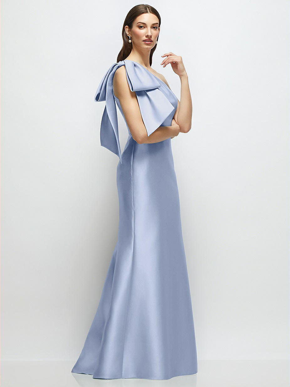 blue dress with bow in front Sky Bridesmaid Dresses collections-all shoulder dress will make Size:UK 8/EU 34 Glitter Star Mesh Tiered