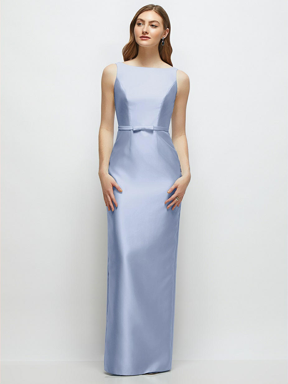 light blue bridesmaid dresses canada Light Blue Satin Sheath Halter Bridesmaid Dresses, Wedding Party Dress,  MBD164