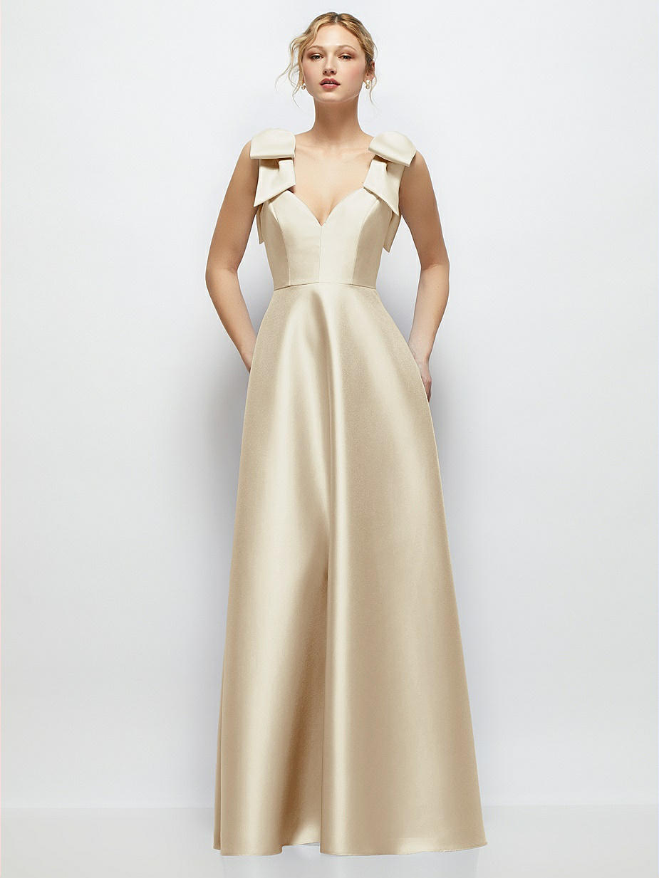 sachin and babi light blue dress Champagne Filigree Bridesmaid Dresses