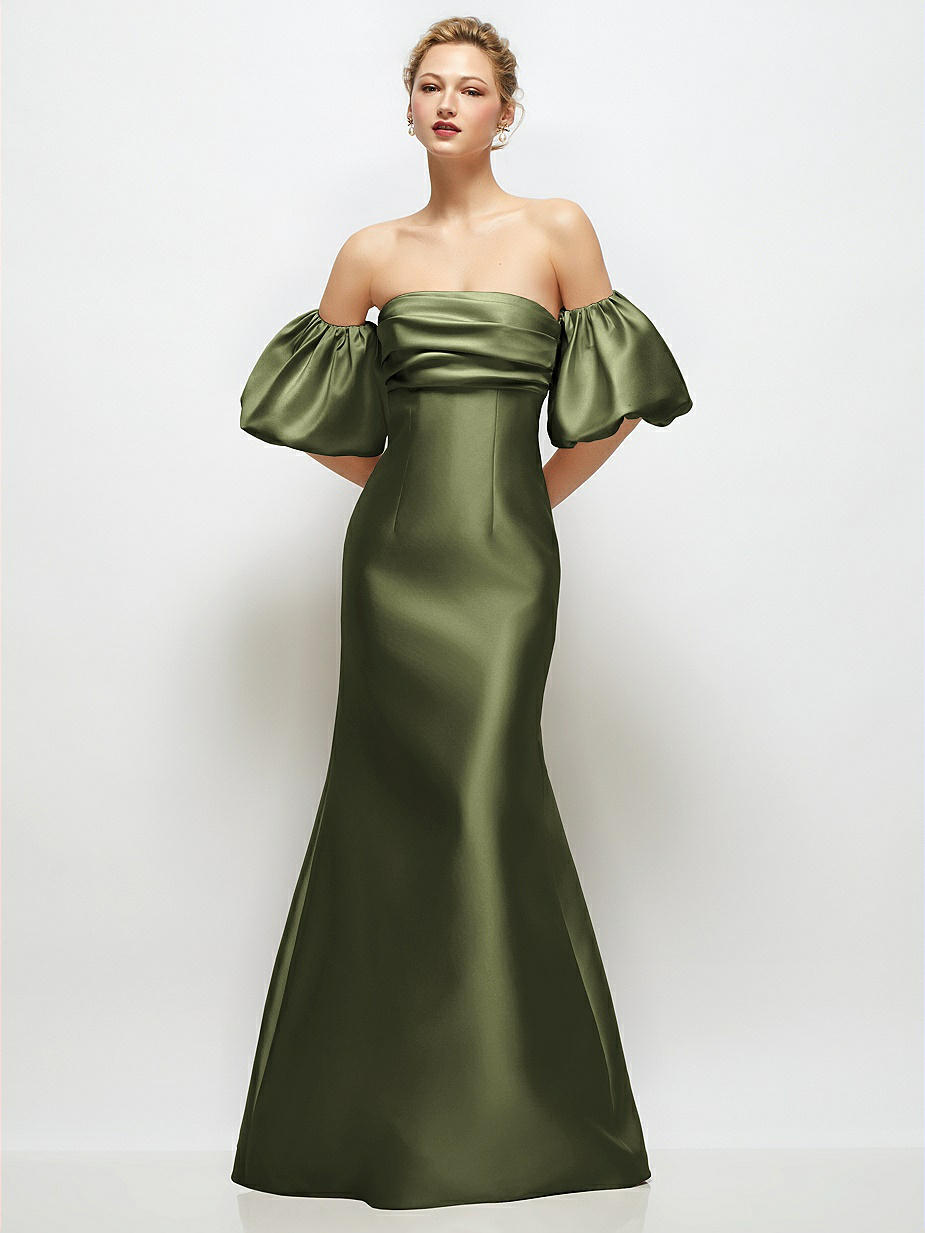Olive Green Off-The-Shoulder Bridesmaid Dresses Olive Green Off-The-Shoulder Bridesmaid Dresses