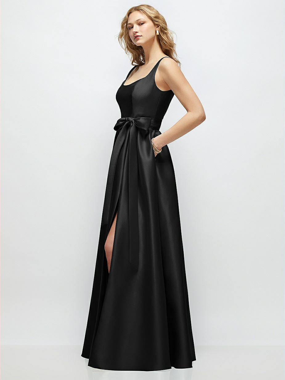 princess polly baby blue dress Black And Red Polka Dot Sheer Illusion Neckline Maxi Dress With Sash main image 0