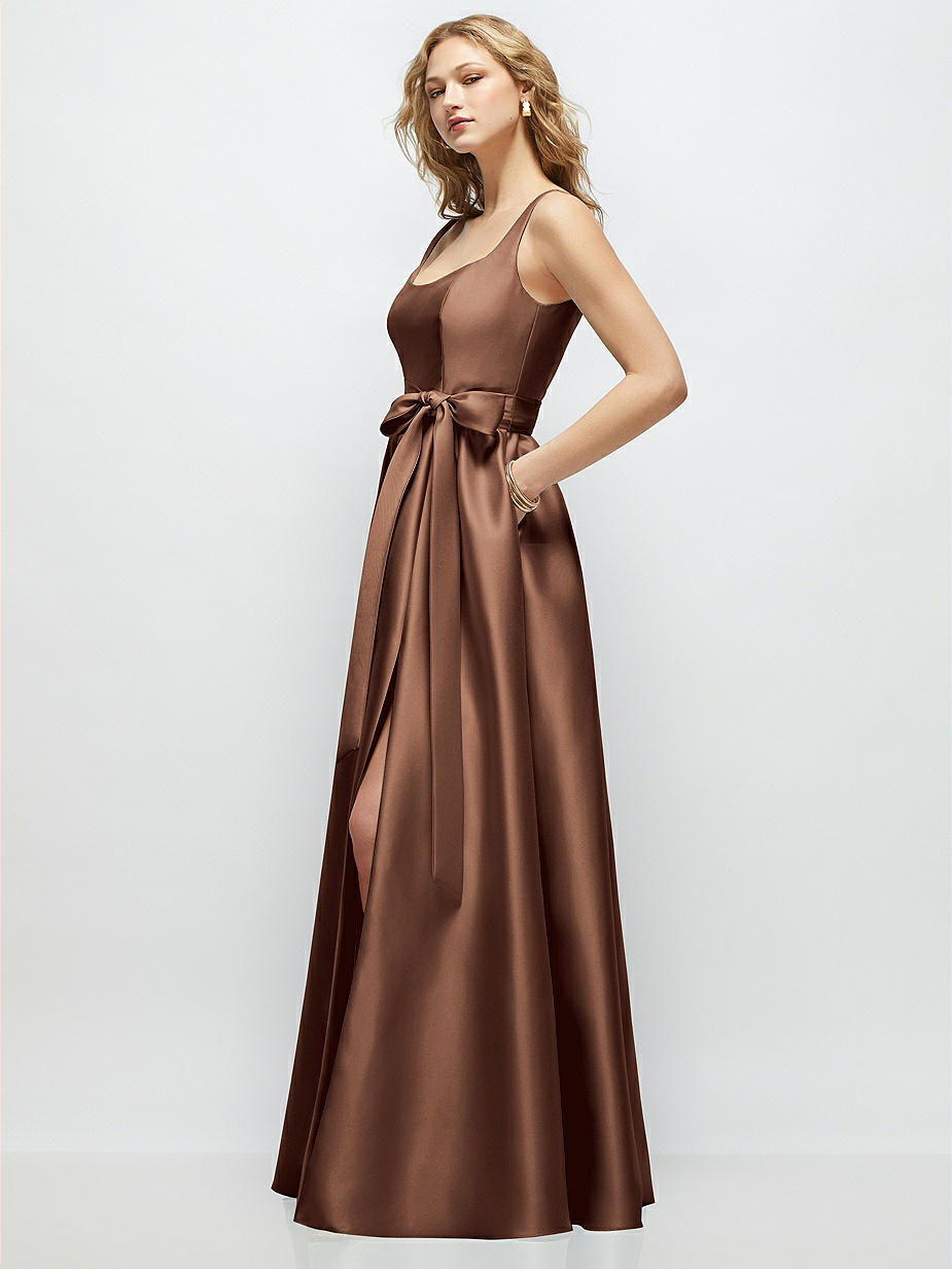 green emerald velvet dress Brown Long Prom Dresses, A line Off Shoulder Brown Formal Graduation D –  dresstby main image 0