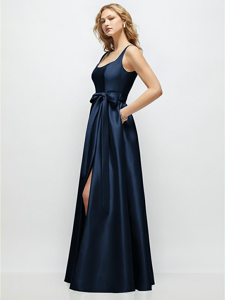 Scoop-Neck Tank Bodice Maxi Dress with Full Skirt in  Midnight Navy