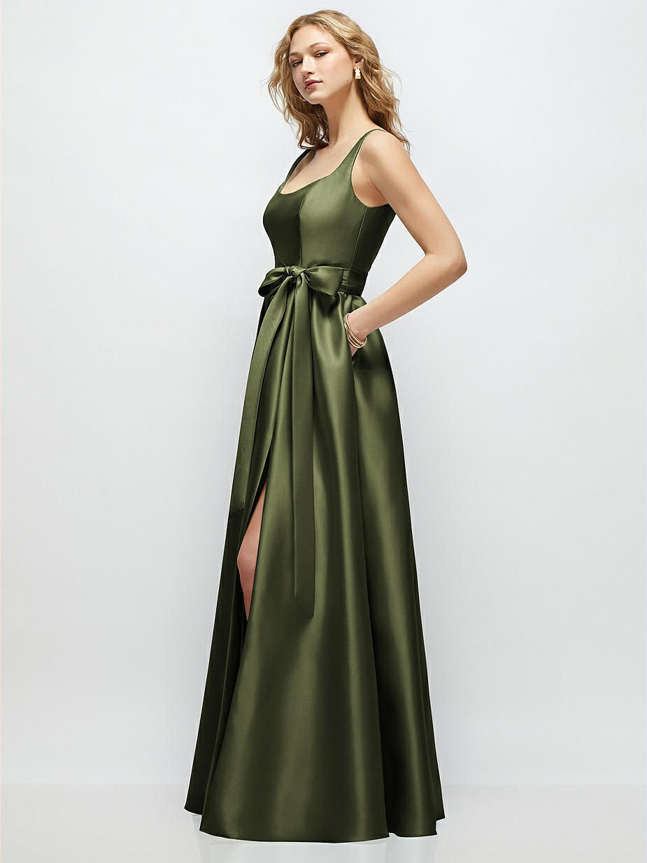 emerald green dress toddler Dessy 3108 Off-the-shoulder Flounce Sleeve Empire Waist Gown With Fron – YDG