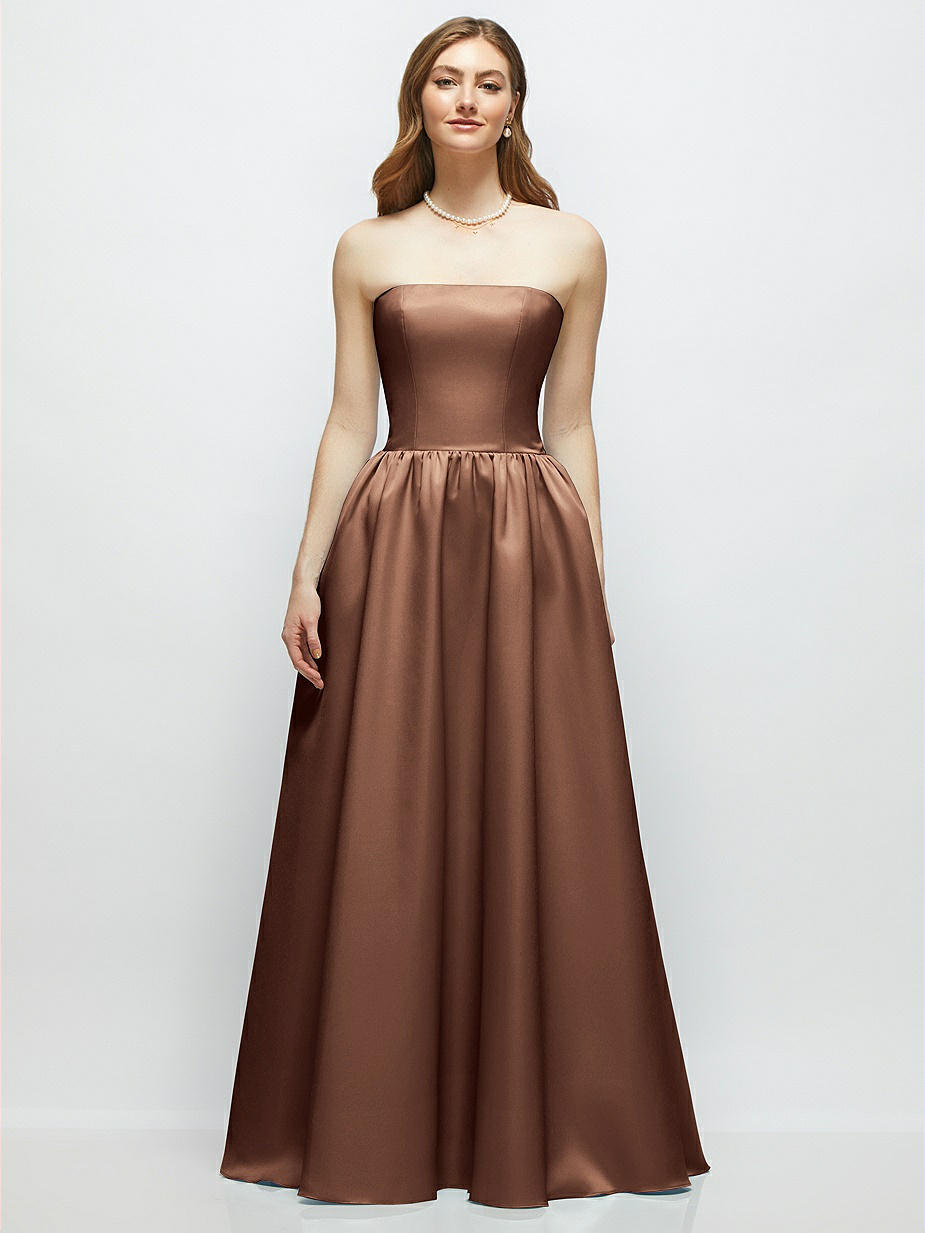 strapless brown bridesmaid dress Charming Strapless Sleeveless Pleats Short Chiffon Bridesmaid Dresses main image 0