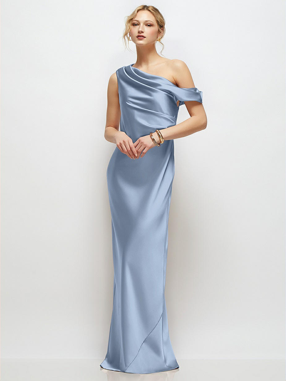 princess polly baby blue dress Zapaka Women Sky Blue Long Bridesmaid Dress A Line V Neck Open Back Satin Wedding Party Dress, Sky Blue / US2 main image 1