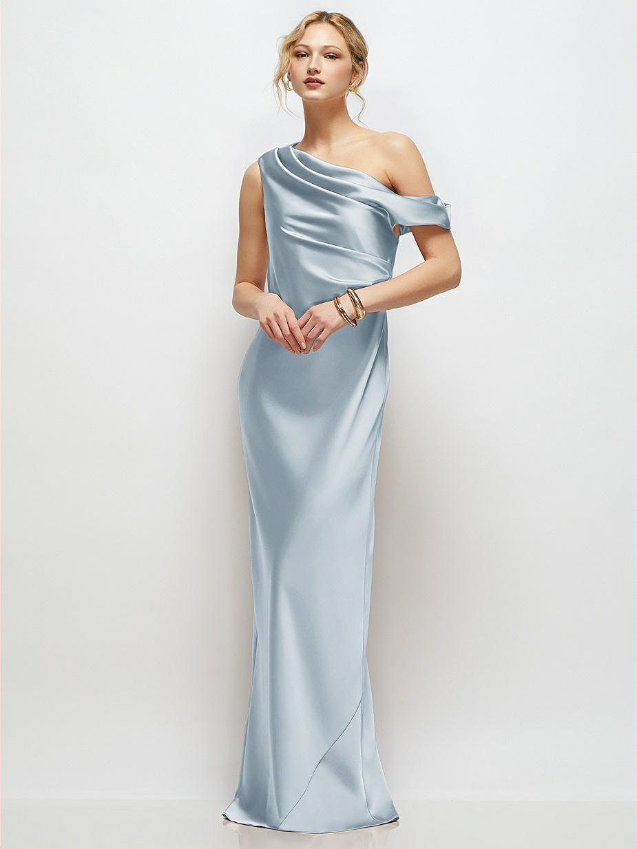 bridesmaid dress necklines Stacees Fitted Halter-Neck Bridesmaid Dress with Sash Slit