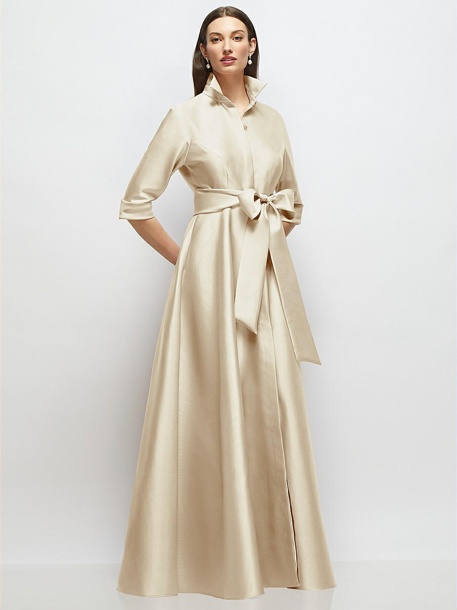 champagne bridesmaid dresses with sleeves Modest Champagne Bridesmaid Dresses Long Sleeves Lisposa