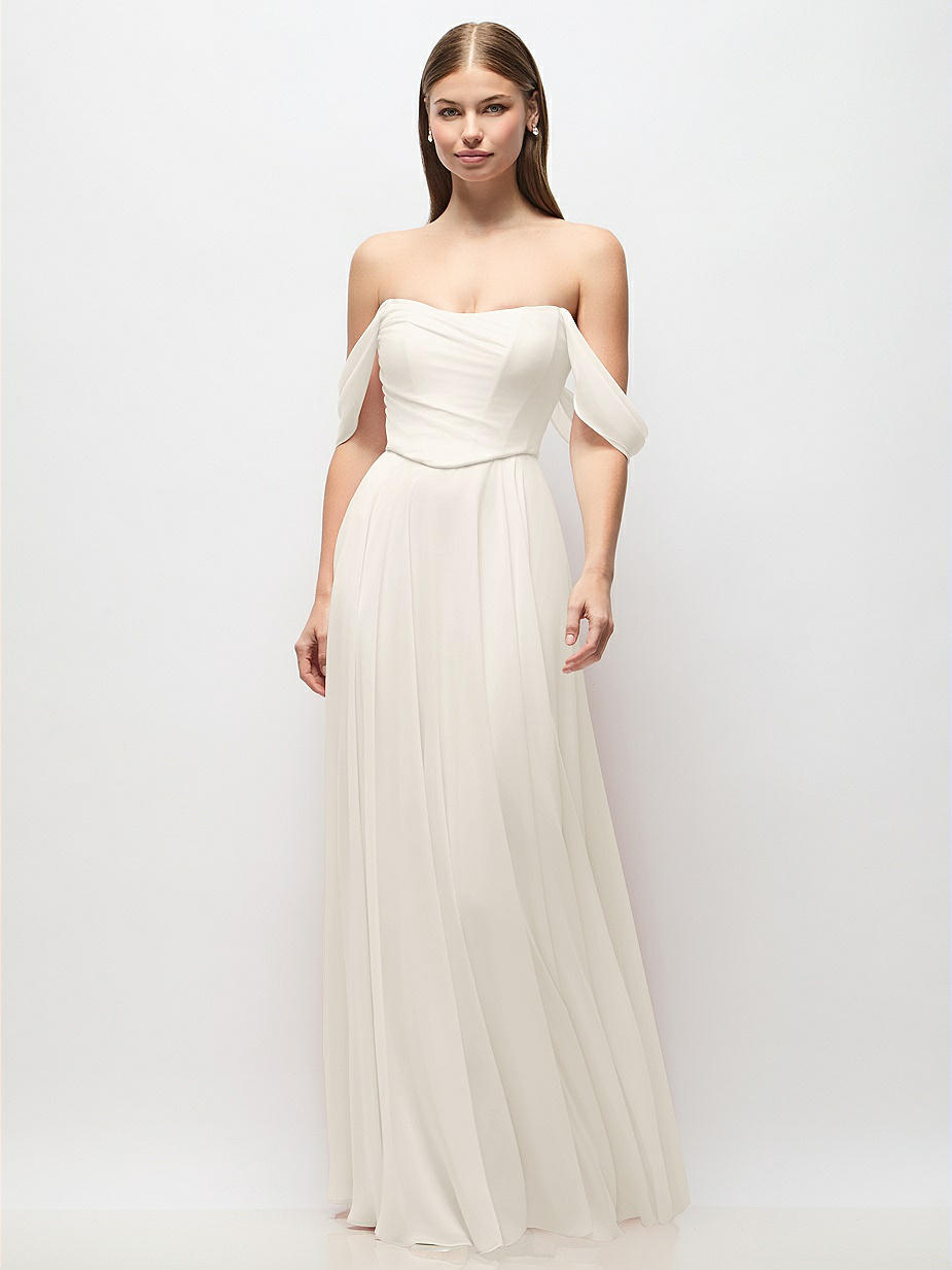 White Off-The-Shoulder Bridesmaid Dresses White Off-The-Shoulder Bridesmaid Dresses