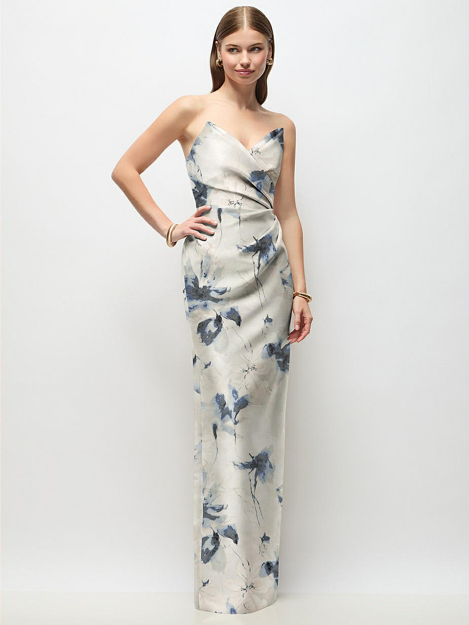 Inkwash Blue Floral Bridesmaid Dresses