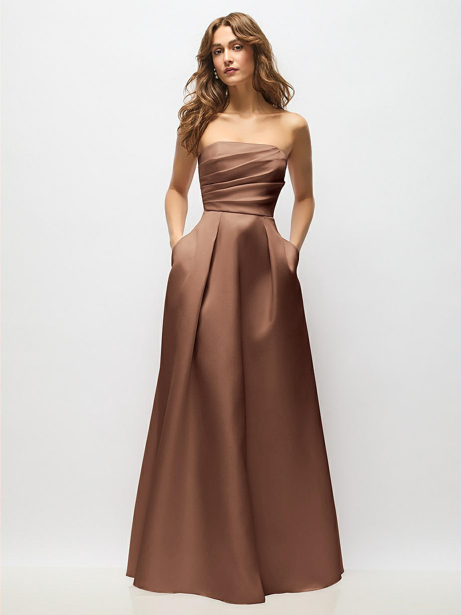 strapless brown bridesmaid dress Strapless Bridesmaid Dresses