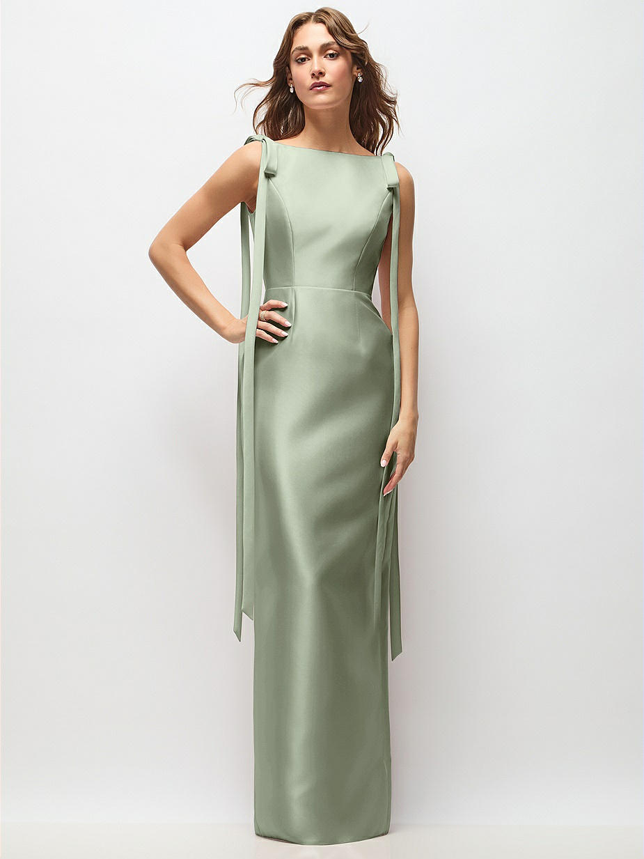 Sage Bow Bridesmaid Dresses