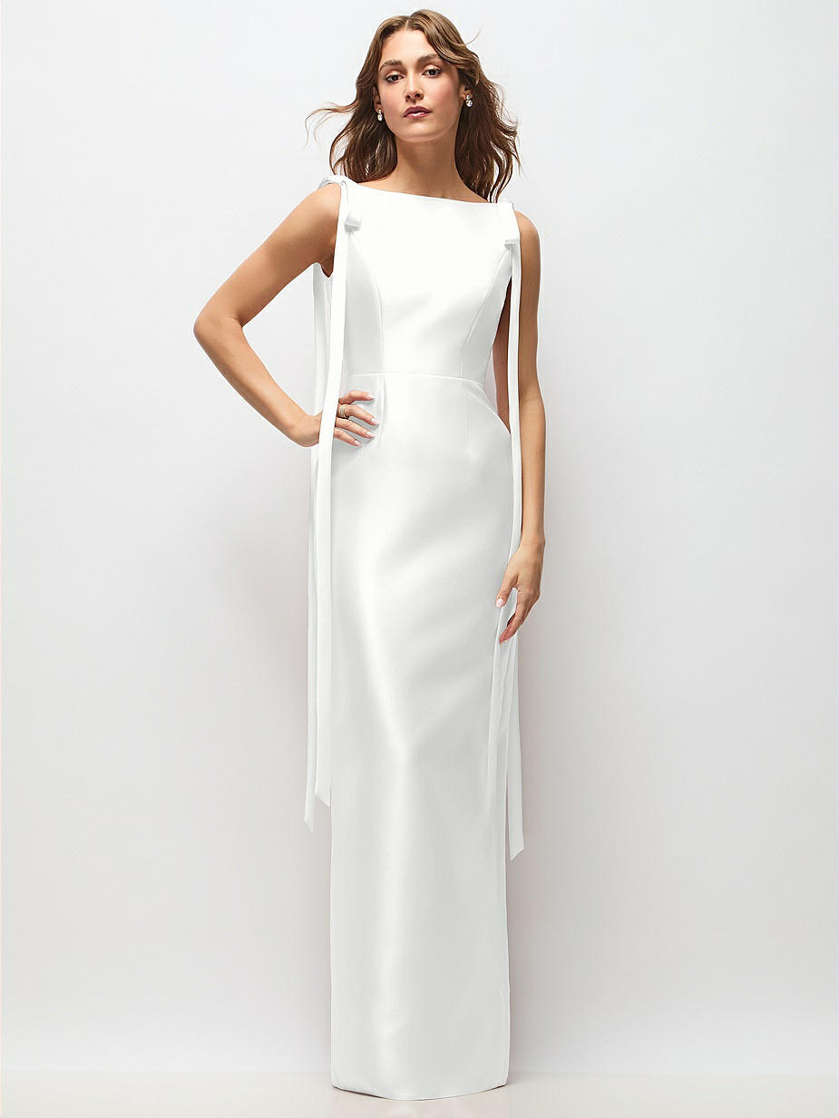 White Bow Bridesmaid Dresses