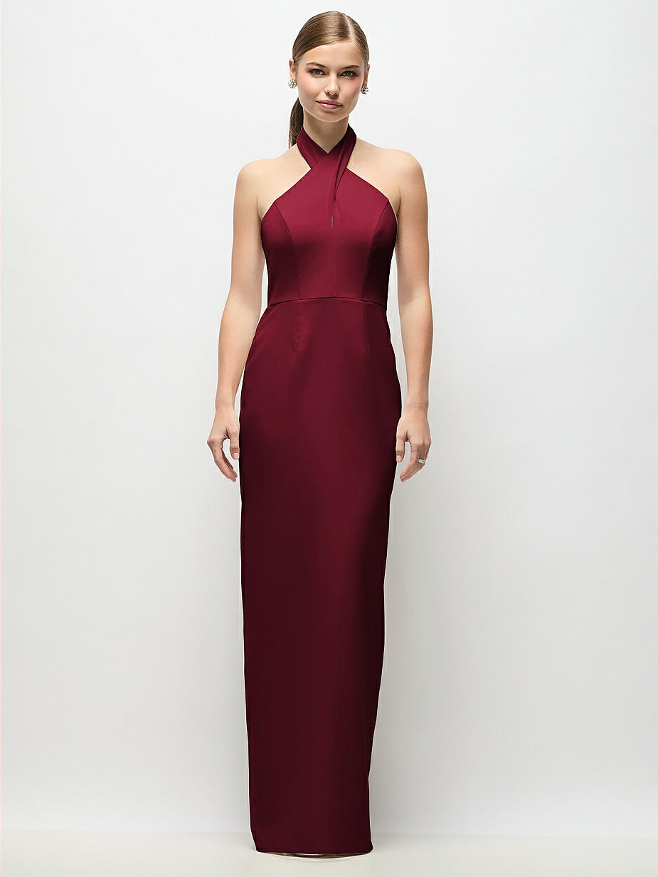 Burgundy Halter Bridesmaid Dresses