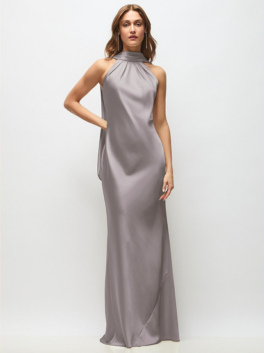 slim fit dress slacks Damsel Reverse Halter Maxi Dress Charcoal