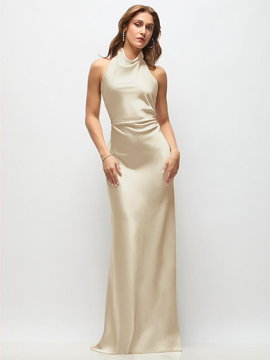 Champagne High Neck Bridesmaid Dresses Champagne High Neck Bridesmaid Dresses