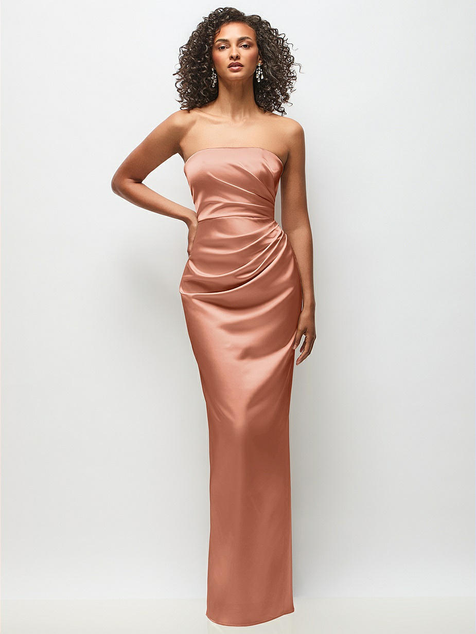 cooper bridesmaid dress V-neck Floor Length Copper Velvet Long Bridesmaid Dresses, BN1011 –  MarryLover main image 1