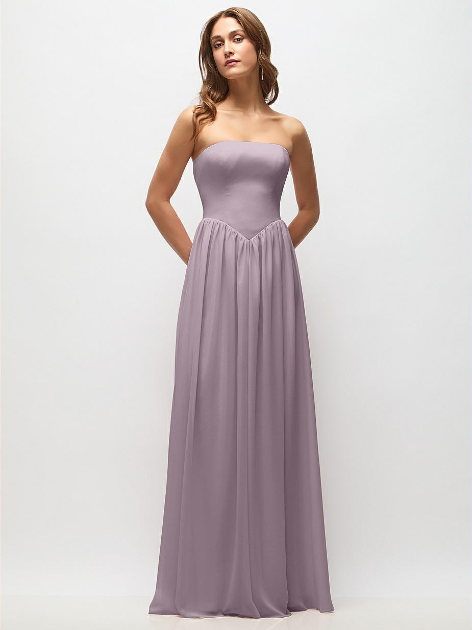 chinese dress ladies Wedtrend Women Dusty Rose Bridesmaid Dress A-Line Halter Tiered Floor Length Chiffon Long Wedding Party Dress, Lilac / US10