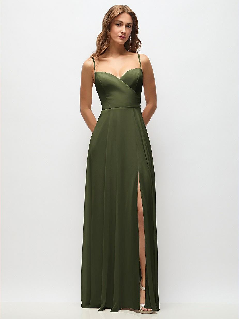 slim fit dress slacks Rae Olive Bandeau Ruched Maxi Dress