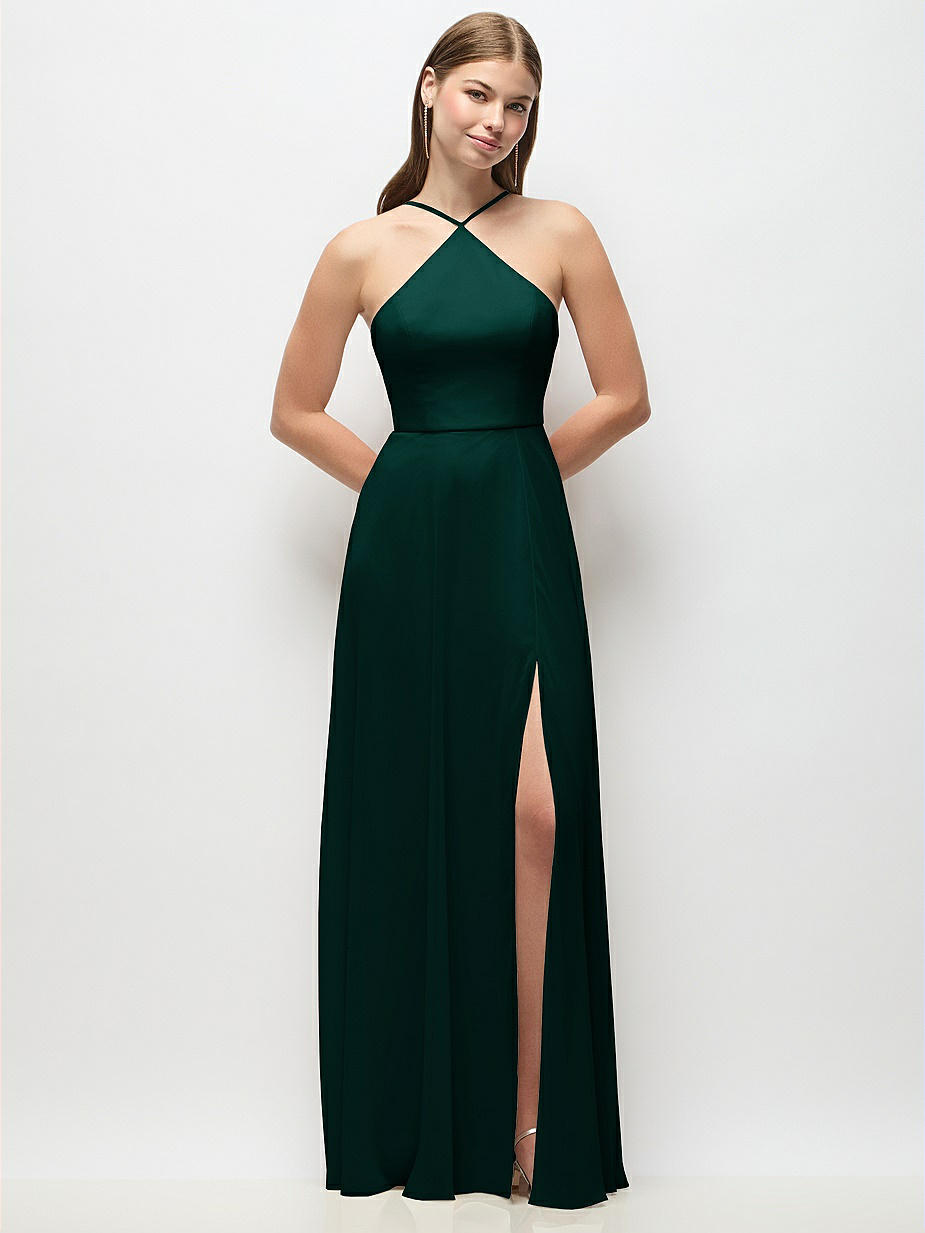 different ways to tie bridesmaid dresses Halter A-line Floor-length Bridesmaid Dresses With Pleats, BD0575 –  MarryLover main image 0