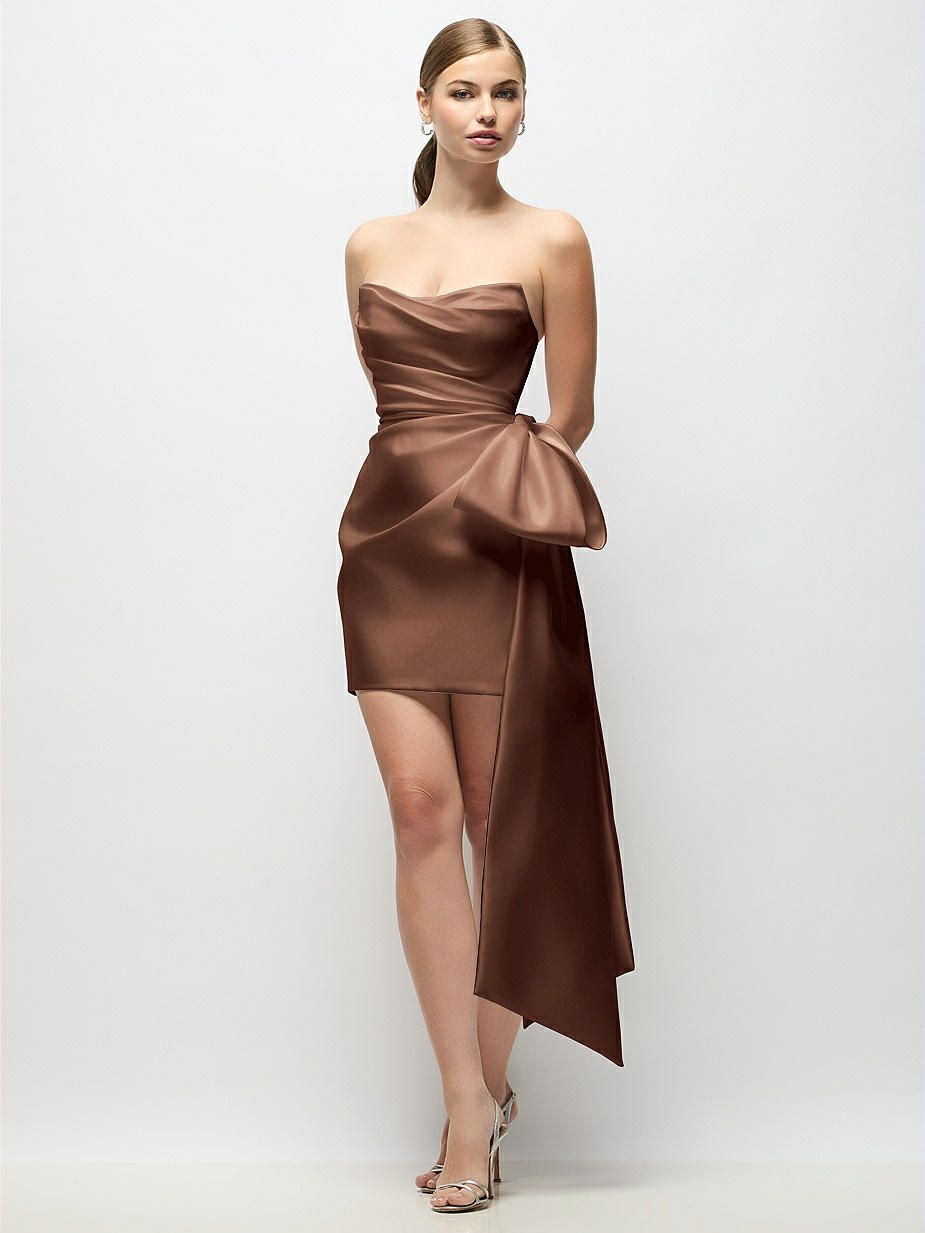 Brown Dessy Strapless Bridesmaid Dresses