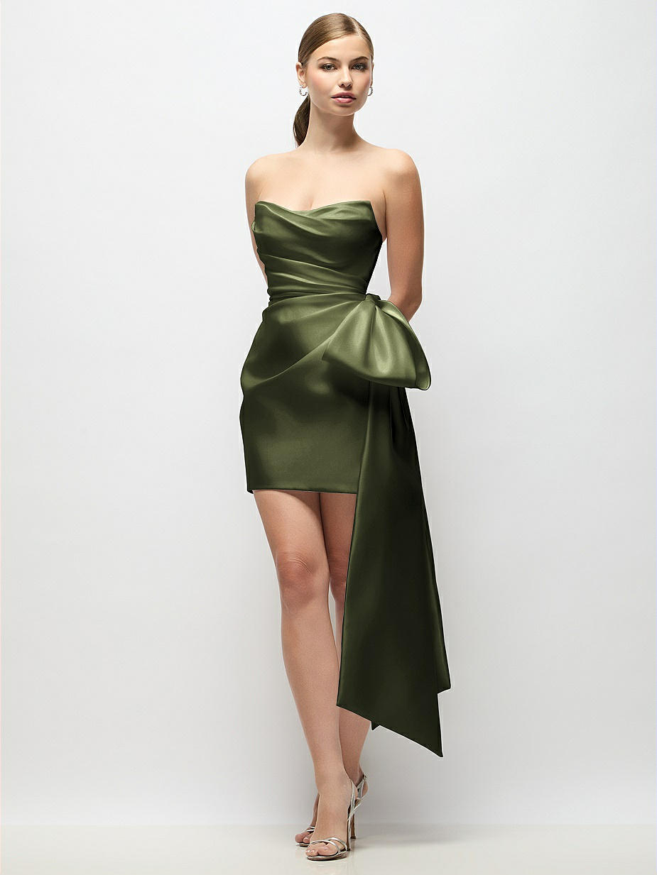 strapless open back dress SATIN TIE BACK STRAPLESS MIDI main image 1