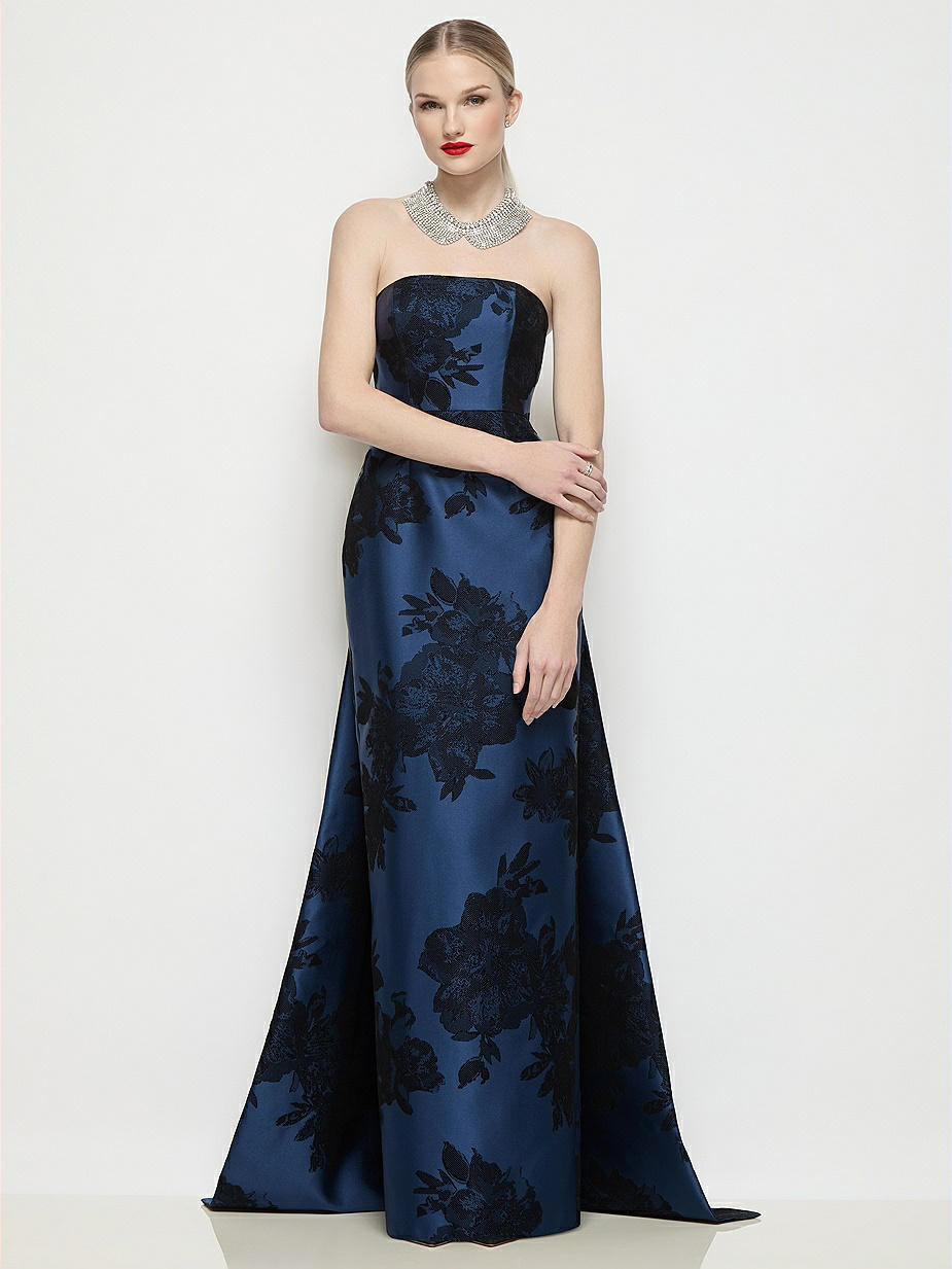 Floral Strapless Bridesmaid Dresses