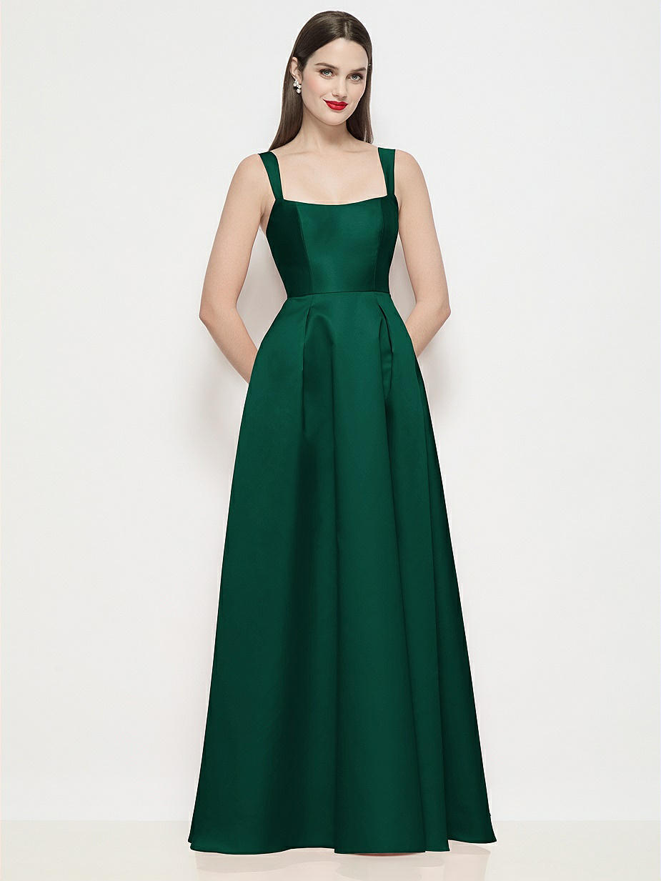 green emerald velvet dress Lena Hunter Green Satin Maxi Dress main image 0