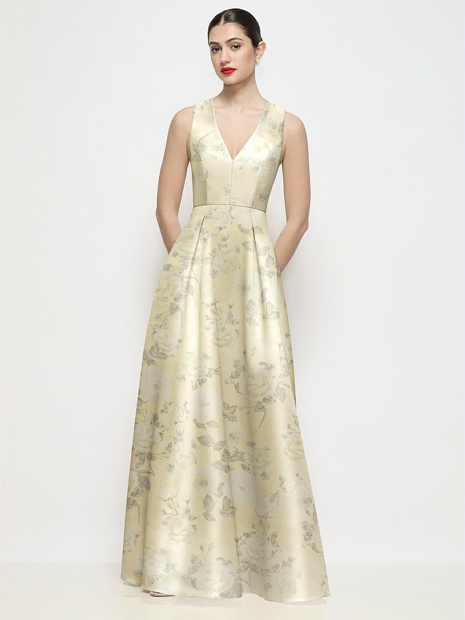 butter yellow floral bridesmaid dress Butter Yellow Floral Bridesmaid Dresses