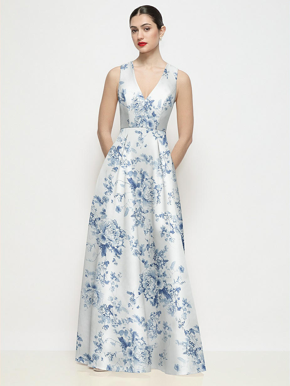 Cottage Rose Larkspur Floral Bridesmaid Dresses | Dessy Group