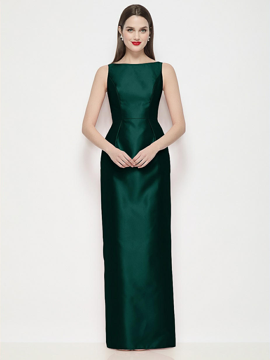 slim fit dress slacks Long Flowy Satin Formal Prom Party Dress – The Dress Outlet main image 1
